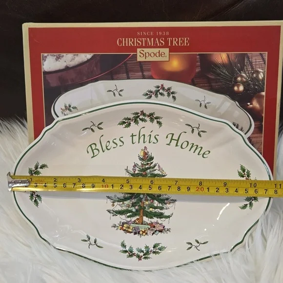 Spode Christmas Tree Bless This Home Tray - NWT - Picture 2 of 13